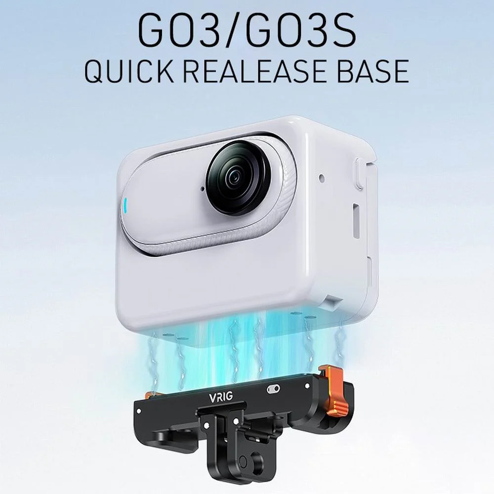 Фото Магнитная зарядная база VRIG из алюминия для Insta360 GO3/GO3S, быстросъемное крепление, адаптер для камеры с портом 1/4 для GoPro, для штатива №2