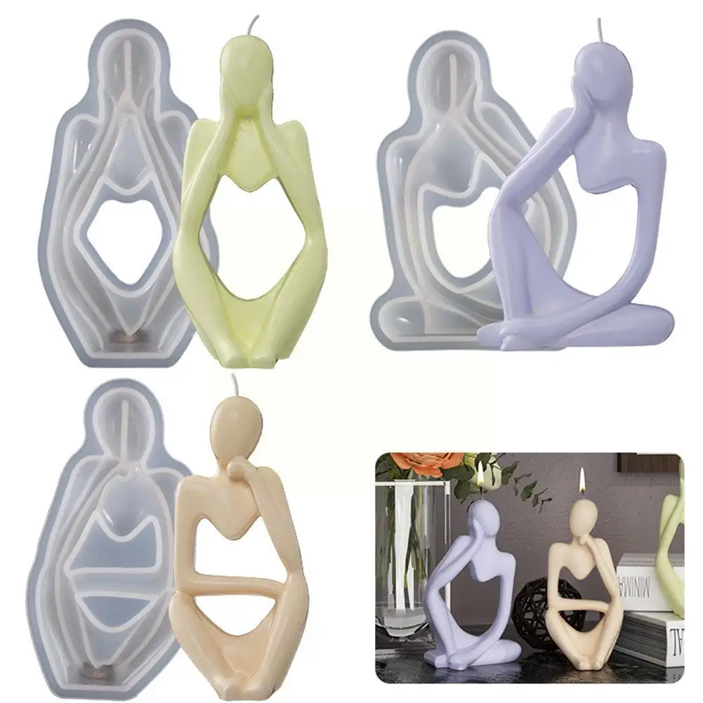 

Nordic Style Abstract Thinker Statue Silicone Mold Human Silicone Figurine Mold Statue DIY Resin Plaster Body Sculpture Thi F4D2