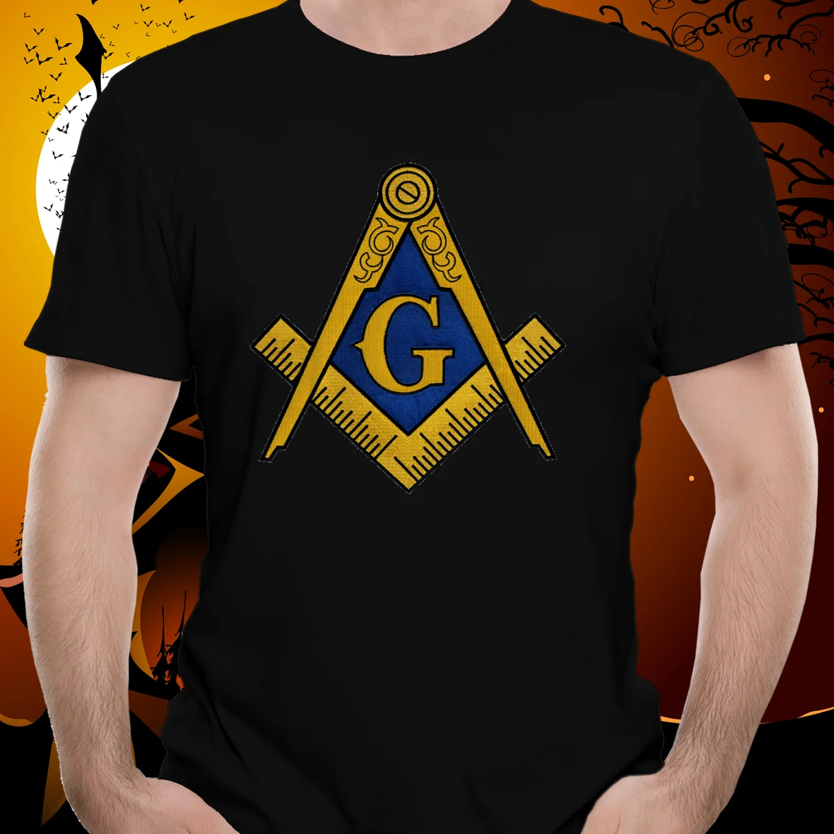 

Square and Compass Symbol Masonic Badge T Shirt. High Quality Cotton, Large Sizes, Breathable Top, Loose Casual T-shirt S-3XL