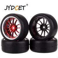 jydcet 4pcs 12mm hub hpi redcat hsp plastic wheel rim grip rubber tyretires for rc 110 model car on road