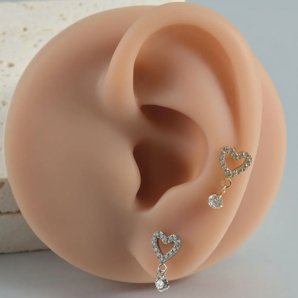 Серьги-гвоздики из титана G23 с фианитом однотонные украшения для пирсинга