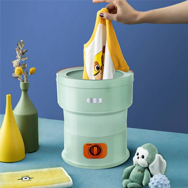 Enlarge Mini Folding Washing Machine For Clothes With Elution + blue light Washing For Socks Underwear Household Washing Machine