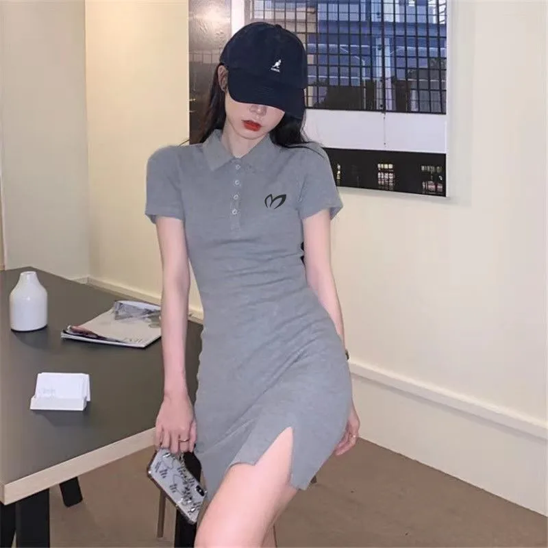 Golf Women's 2023 Spring And Summer Skirt Small Sexy Skirt Polo Neck Slimming Show Gray Bag Buttock Dress