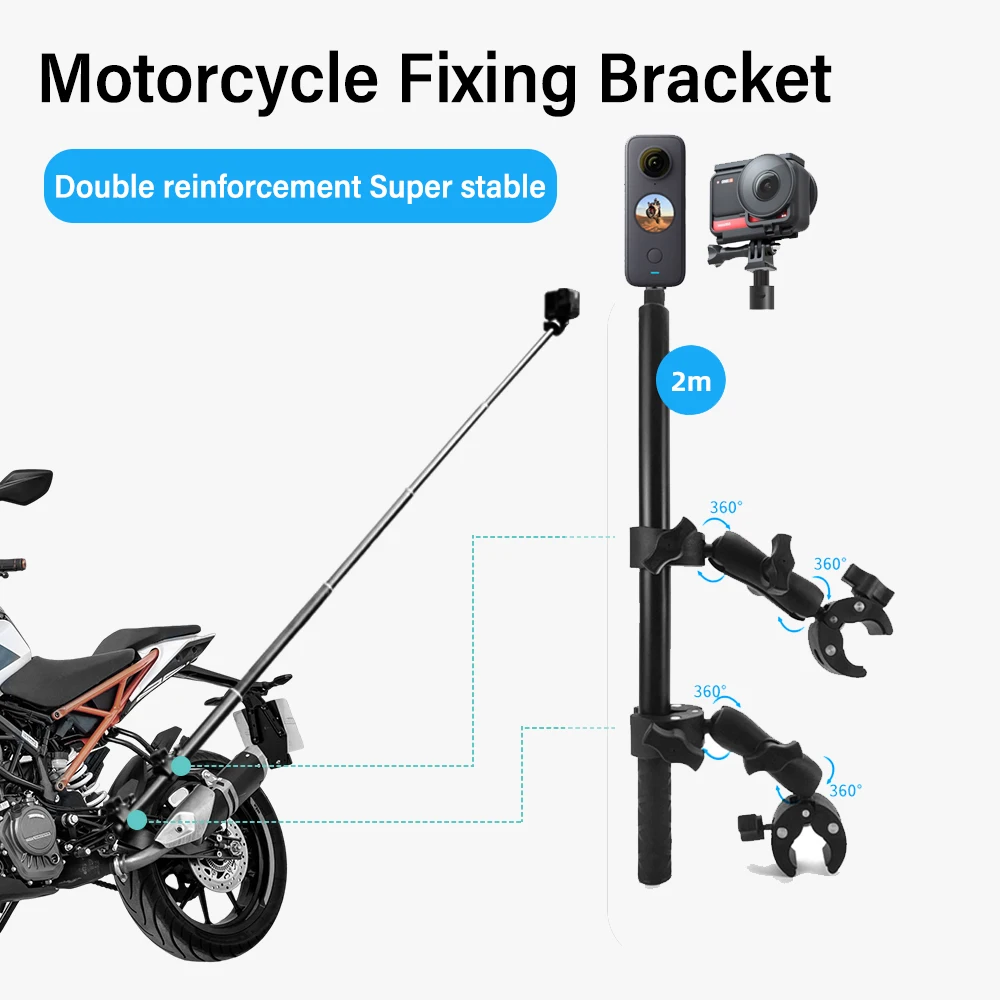 

for insta360 One X2 X3 Motorcycle Panoramic Selfie Stick Bike Monopod Handlebar Mount Bracket for GoPro Max Hero 11 Accessories