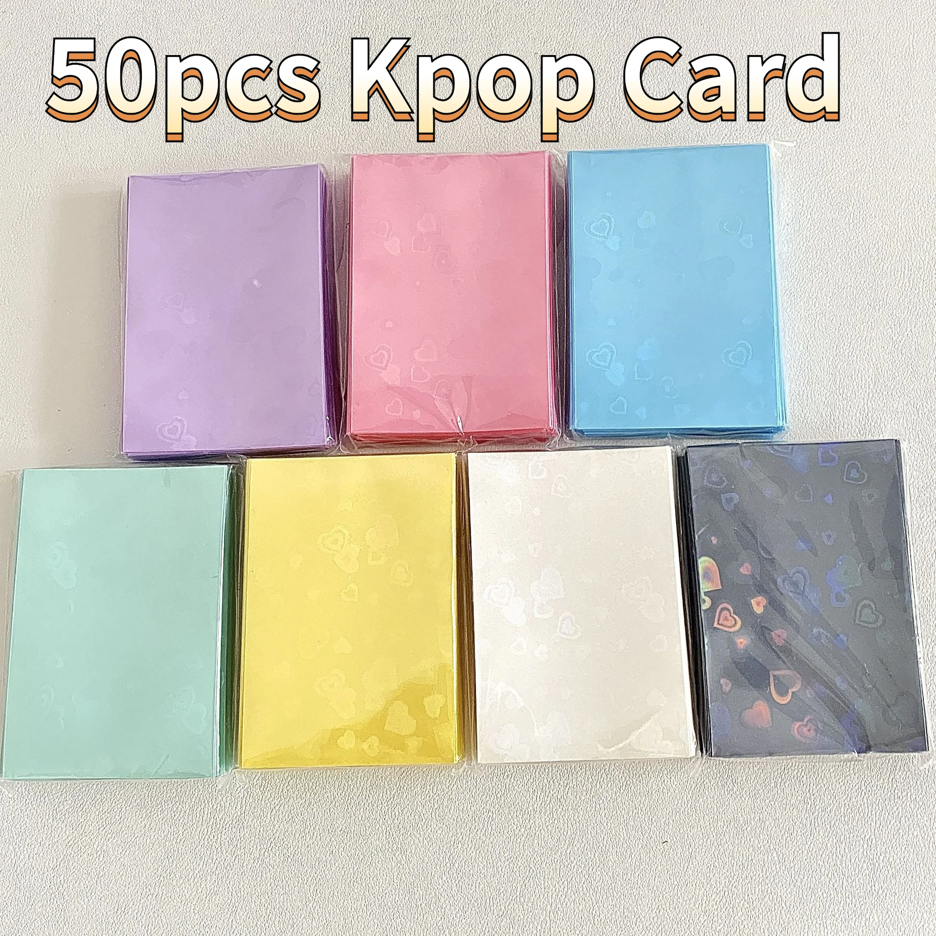 

50pcs Kpop Card Sleeves 61x91mm 20C Heart Glittery Love Heart Card Photocard Sleeves Idol Photo Cards Protective Storage Case