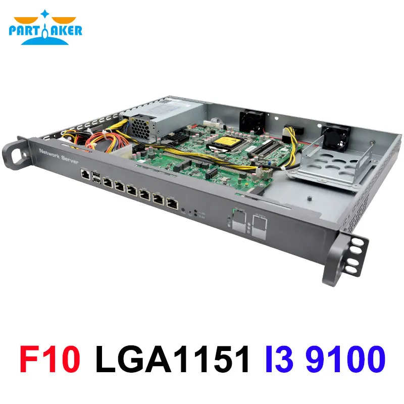1U Rackmount LGA1151 Intel Core i3 9100 i5 9400 i7 9700 i9 9900T Windows Network Server 6 LAN 2 SFP 2 USB Firewall pfSense