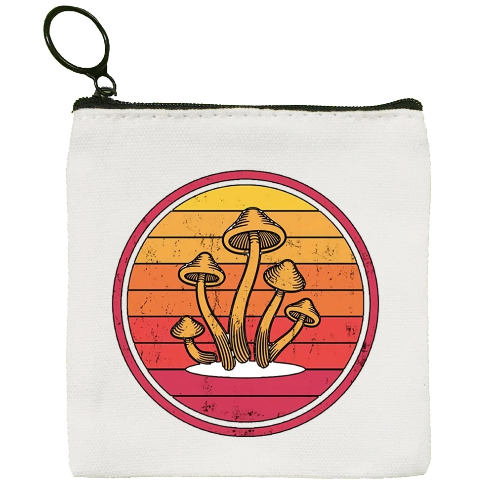 

Mushroom Simple Canvas Coin Purse Cute Kawaii Ulzzang Graphic Harajuku Cartoon Key Case Lady Bag Coin Storage Bag