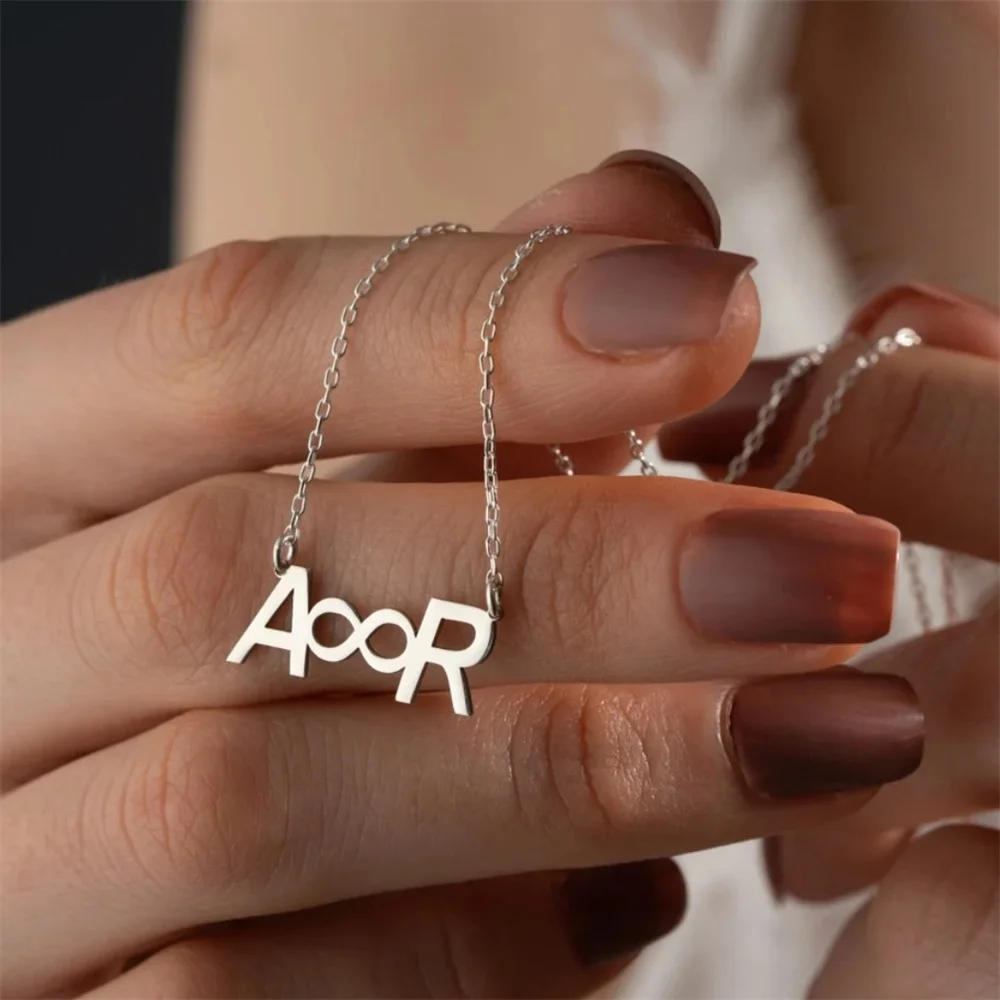 

Custom Name Initials Necklaces for Women Men Stainless Steel Letters Infinite Symbol Pendant Couples Personalize Jewelry Gifts