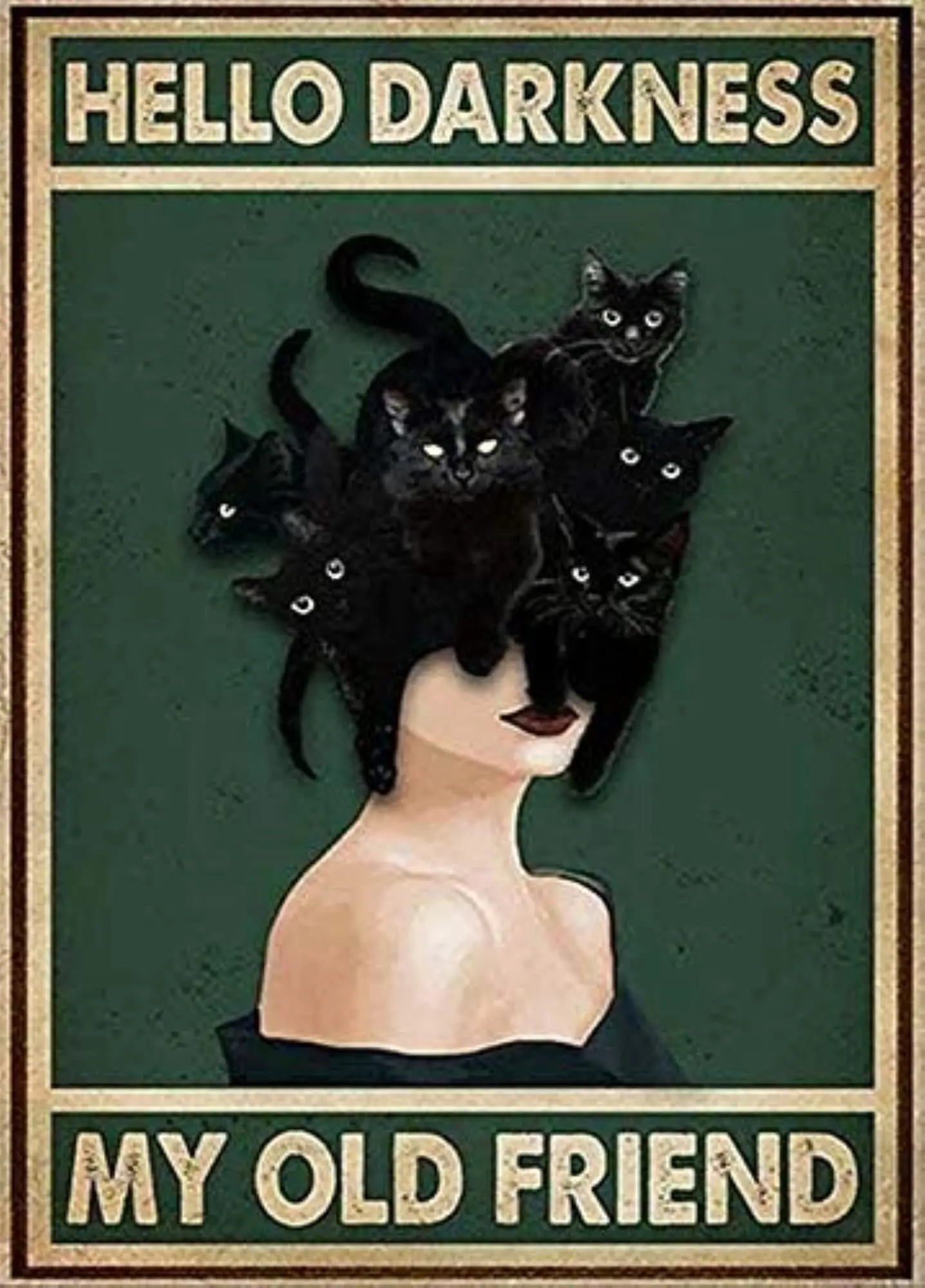 Плакат с котом Здравствуйте темноте мой старый друг-настенный плакат без