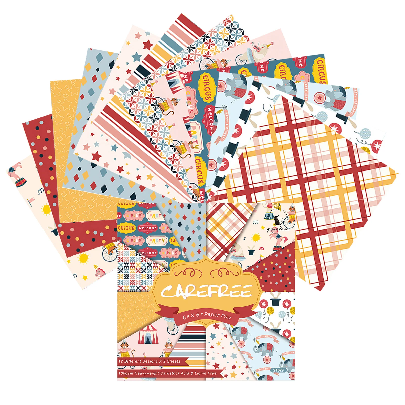 

Decorative Scrapbooking Paper 12 Designs Multicoloured Material Paper Set 24 PCS For Album Diary Card Making Journaling DIY Arts