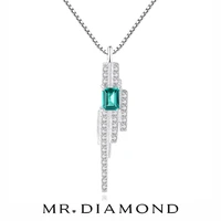 100%925sterlingsilver box necklace women pendant inlay emerald gem fashion popular pendant irregular banquet engagement jewelry