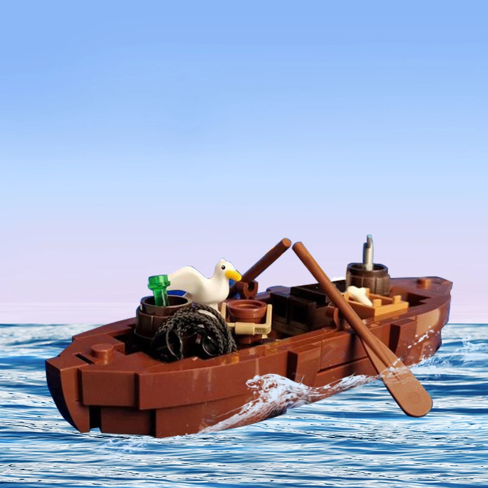 

Маленький средневековый строительный блок MOC, модель викингов, лодка, корабль викингов, морские приключения, детская игрушка, подарок на день рождения