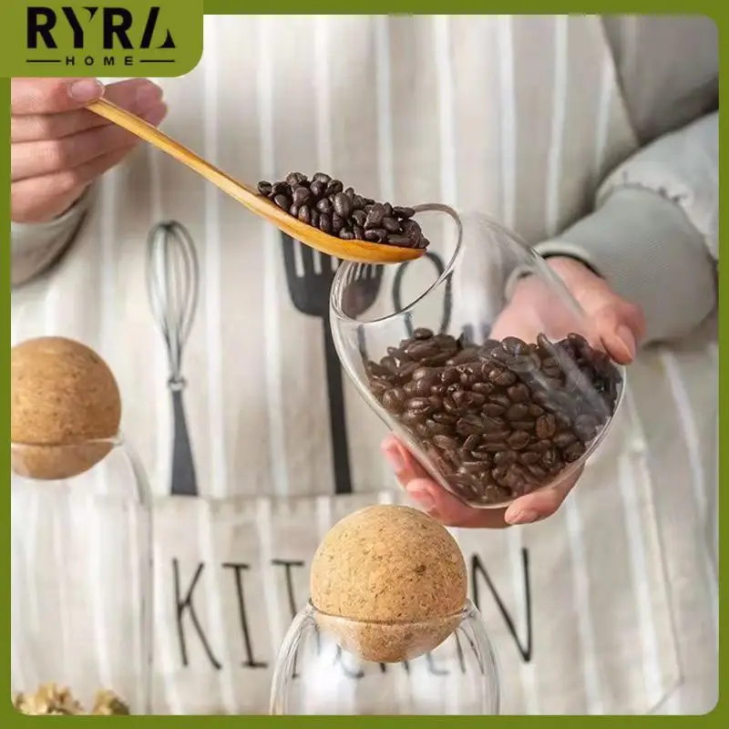 

Food Bottle Container For Tea Coffee Cereals Candy Bean Nut Transparent Sealed Storage Tank Can With Ball Cork Lid Pepper Shaker