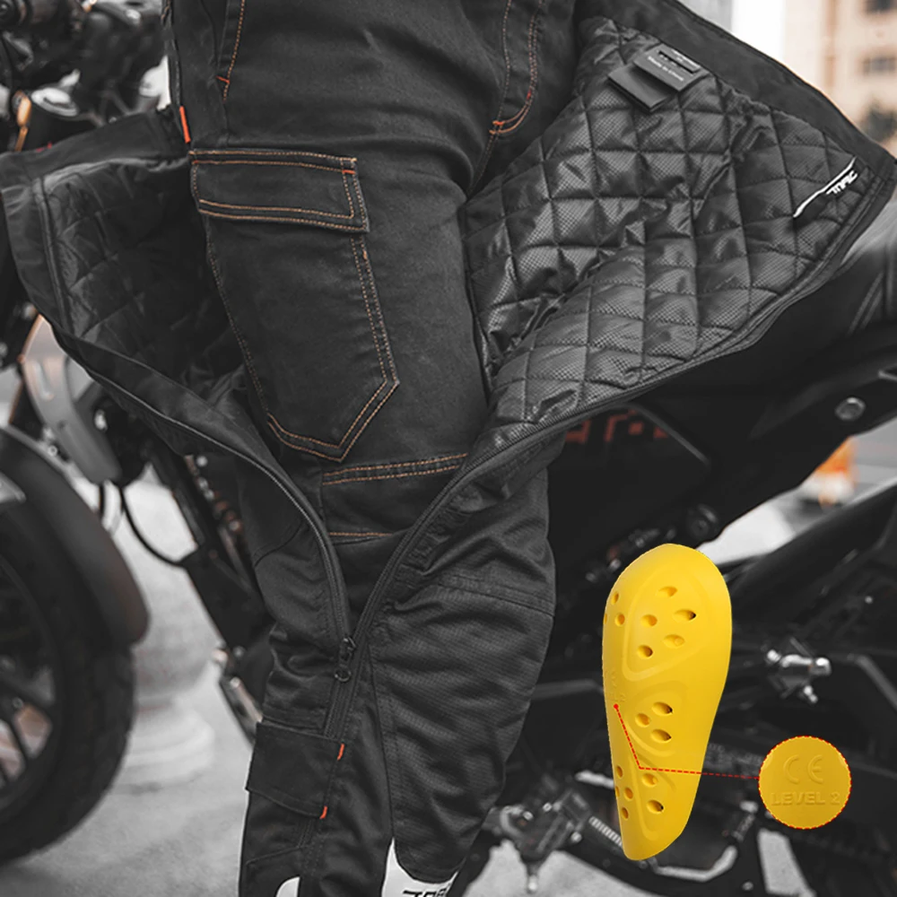 New Motorcycle Pants Men Quick Take Off Winter Jeans Outdoor Waterproof Night Reflective Cycling Pants CE Protective Gear M-5XL