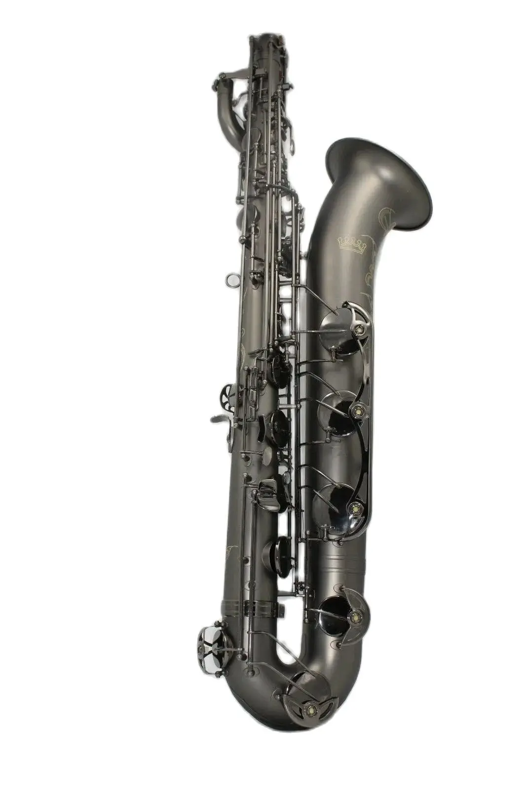 

High grade music Matt black Baritone Saxophone full body hand engraving
