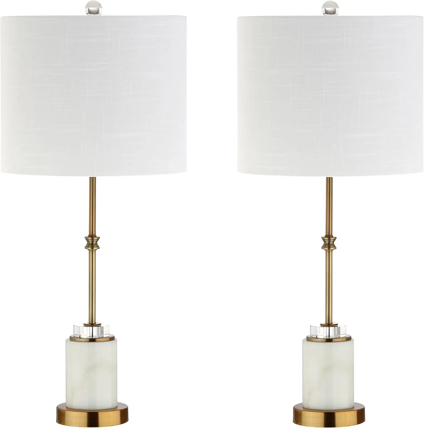 

Set of 2 Table Lamps Harper 27" Marble/Crystal LED Modern Contemporary Bedside Desk Nightstand Lamp for Bedroom Living Room Mus