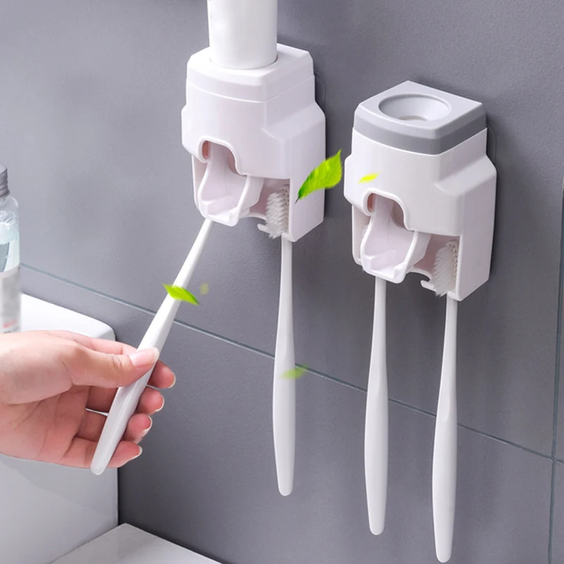 

Creative Wall Mount Automatic Toothpaste Dispenser Bathroom Accessories Waterproof Lazy Toothpaste Squeezer Toothbrush Holder