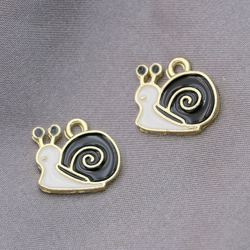 

5Pcs Gold Plated Black Enamel Snail Charm Pendant Jewelry DIY Making Bracelet Accessories Necklace Handmade 10x11mm