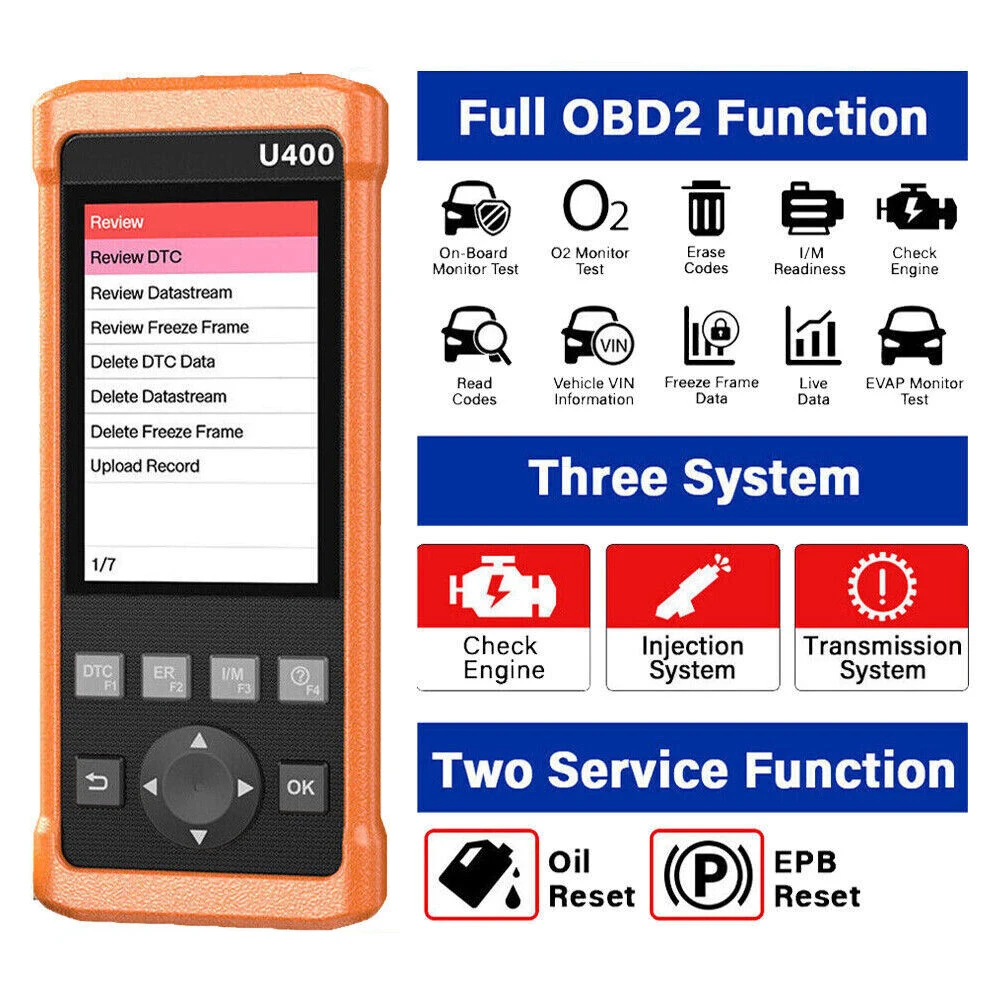 Диагностический сканер OBD2 LAUNCH U400, считыватель кодов, коробка передач, инъекционный масляный тормоз, с масляной лампой EPB