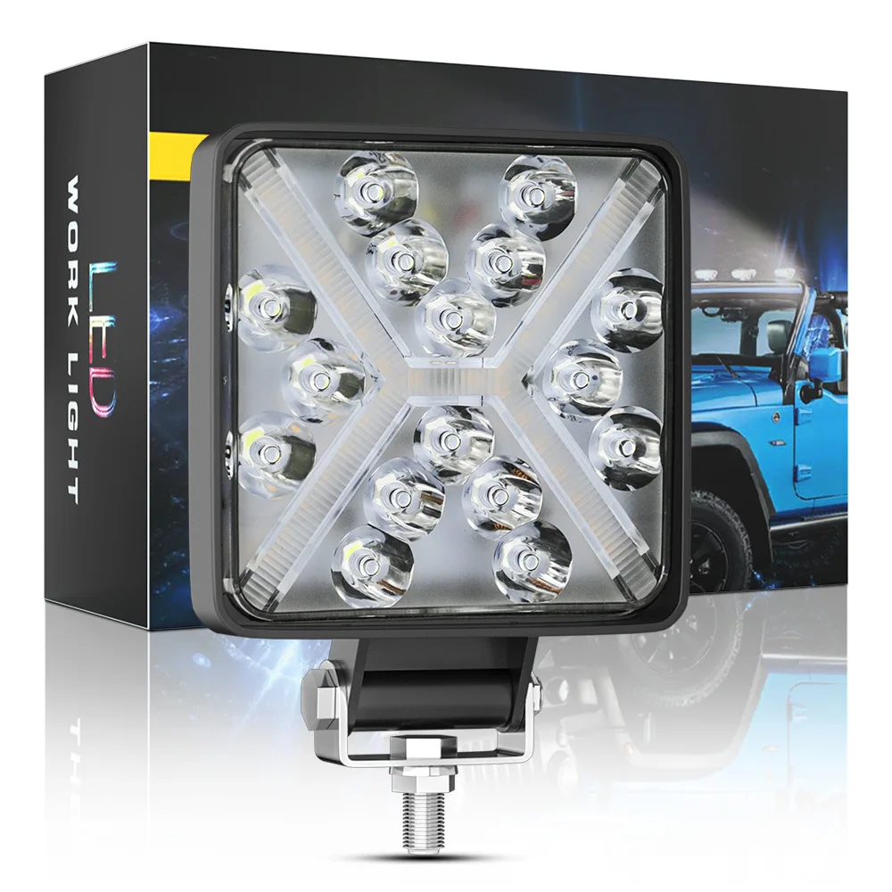 

Car LED Work Light Driving Light Square 16LED Car Accessories Off-road Vehicle Headlight DRL Modification Light