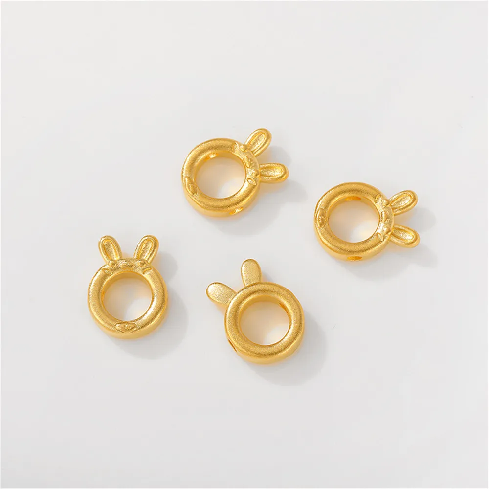 1pcs Sand Gold Rabbit Set Bead Ring Rabbit Ear Set Bead Ring Handmade DIY Bracelet Necklace Jewelry Spacer Bead Accessories