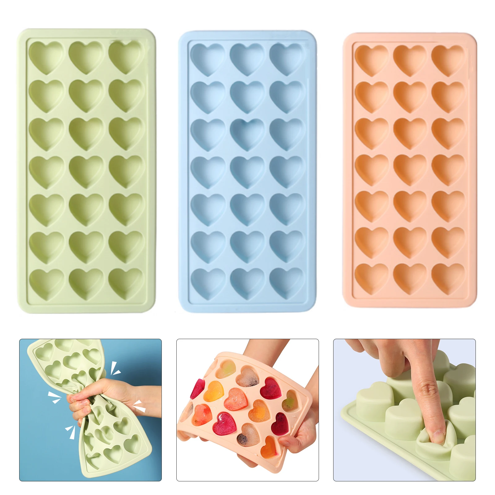 

1pc Silicone Ice Cube Mold DIY Easy To Demould Summer Homemade Ice Cube Box 21 Grid Supplementary Food Box