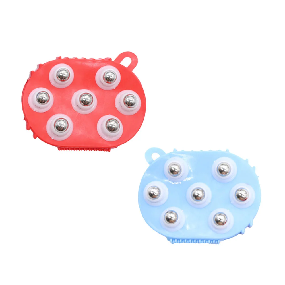 

2 Pcs Portable Massager Seven Beads Brush Meridian Massagers Neck Hand-held Steel Ball Seven-beads Pvc Rolling