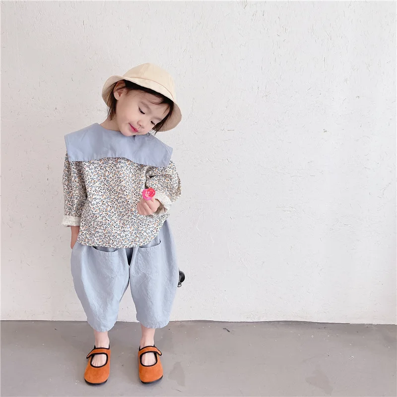 

2023 New Toddler Kids Blosues for Girls Autumn Long Sleeve Floral Print Shirts Girls Tops Sweet Children Clothing