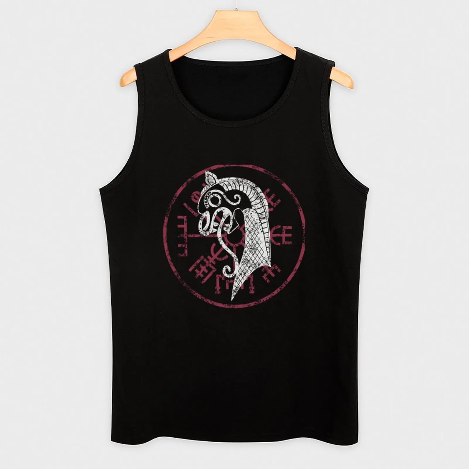Viking Prow Beast Vegvisir Wayfinder White Cotton Mens Tank Top