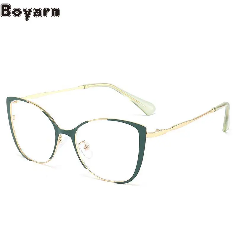 

Foreign Trade New Fashion Metal Anti-blue Flat Lens Cross-border Glasses Frame Cat's Eye Tide Glasses Frame