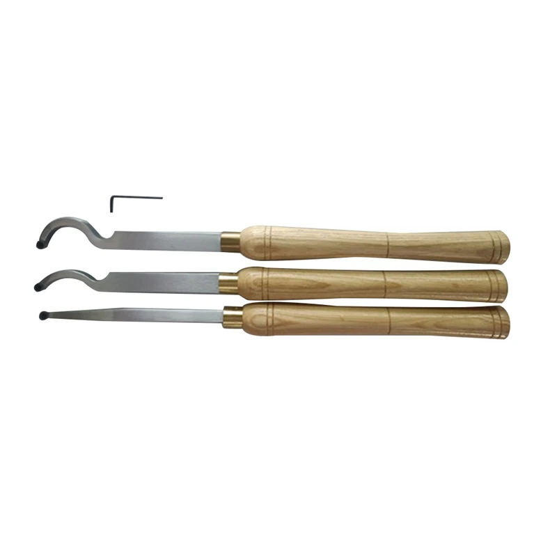

3Pcs Mini Steel Wood Lathe Turning Tools Set -Rougher Detailer Finisher Hollower&Wood Handle Lathe Tools For Woodturning