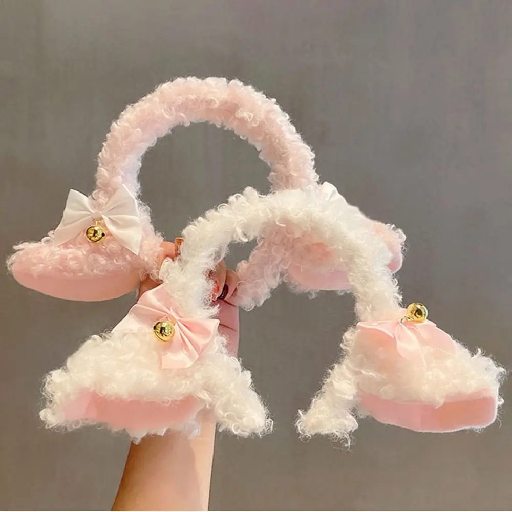 

New Girl Cosplay Cat Ear Decorative Headband Korean Style Bow Bell Coral Velvet Ins Cute Wash Headdress Sweet Hair Accessories