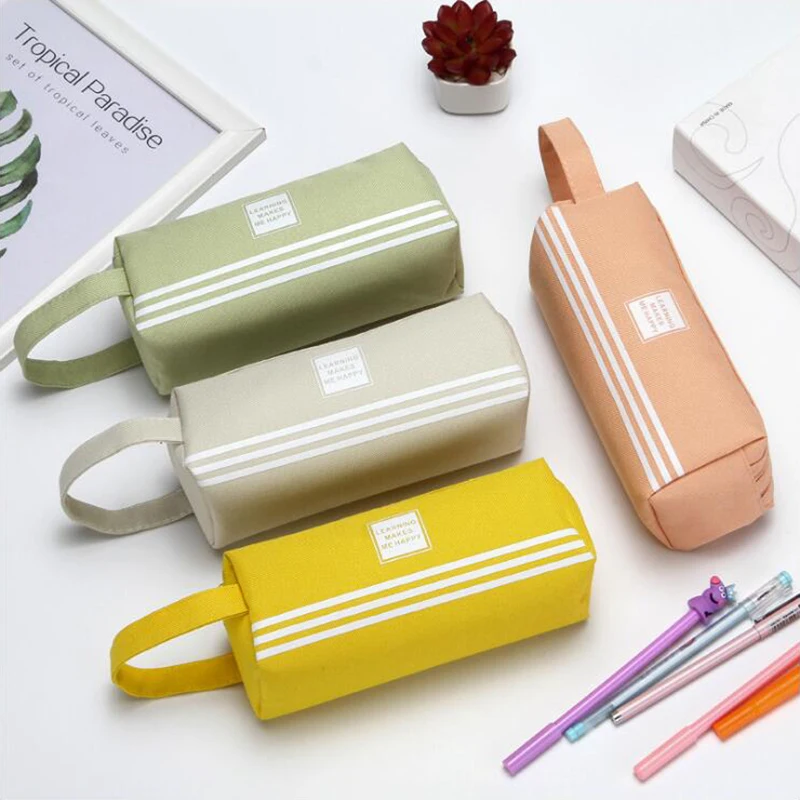 

1PCS Small Fresh Double Layer Pencil Case Stationery School Supplies High Capacity Oxford Cloth Material Pencil Bag