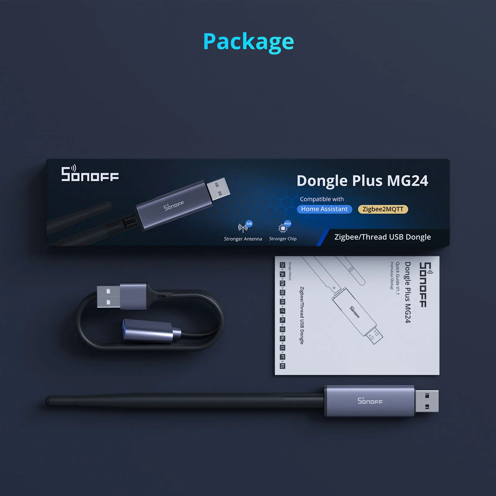SONOFF Dongle Plus MG24 Zigbee Thread USB-ключ EFR32MG24 Новый мощный чип Max 4,5 дБи Высокоместная антенна Алюминий Zigbee2MQTT (art.: 3920d19d271cc) - 3920d19d271cc