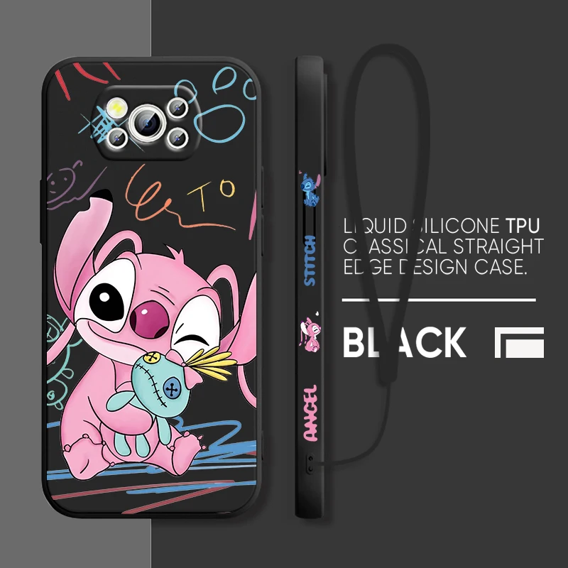 

Cartoon Stitch Lilo For Xiaomi POCO X5 M5 C40 M4 X4 F4 C40 X3 NFC F3 GT M4 M3 M2 Pro 4G 5G Liquid Left Rope Phone Case Fundas