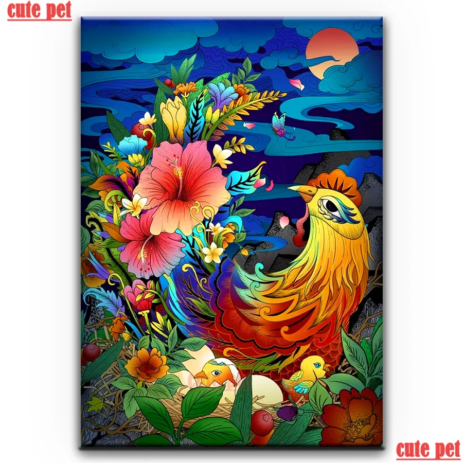 Милая мозаика для домашних животных цветные курицы и цыплята полностью
