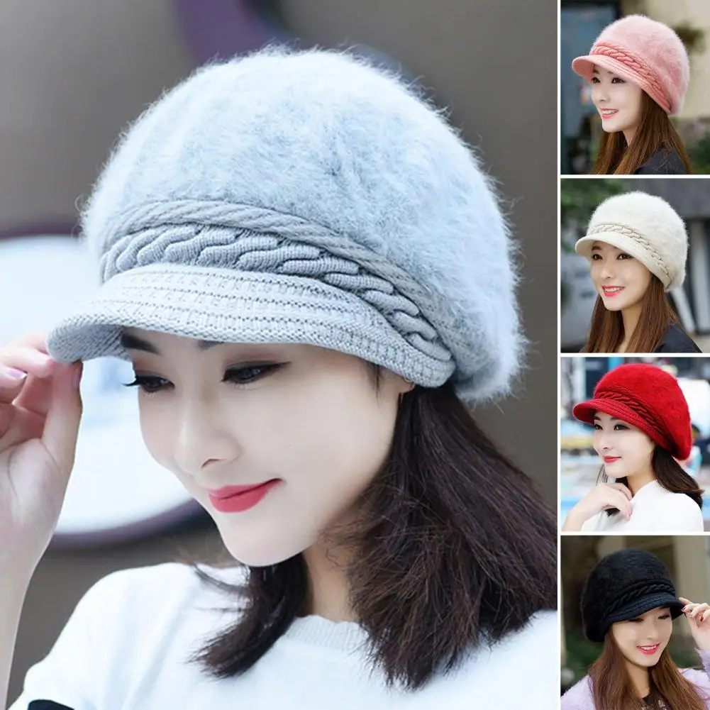 

Trendy Women Peaked Hat Thickened Autumn Winter Women Hat Stretchy Knitting Skullies Beanie