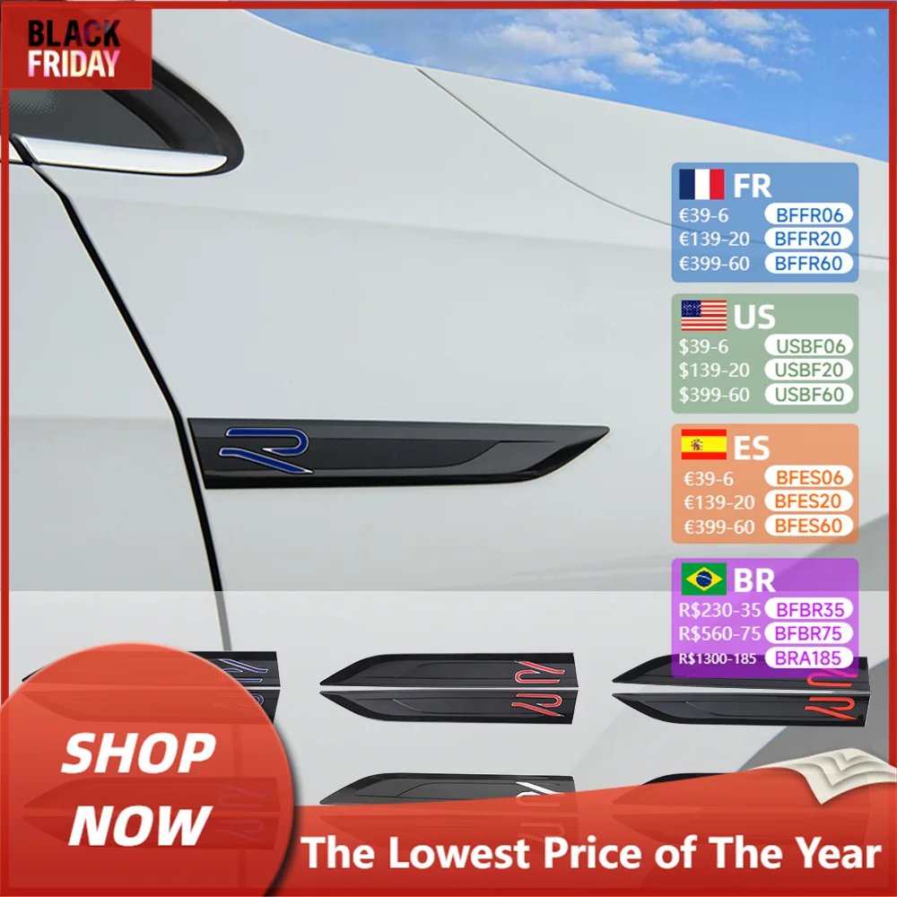 2 шт. 3D ABS R Стайлинг эмблема на крыло автомобиля боковая наклейка кузов для Volkswagen