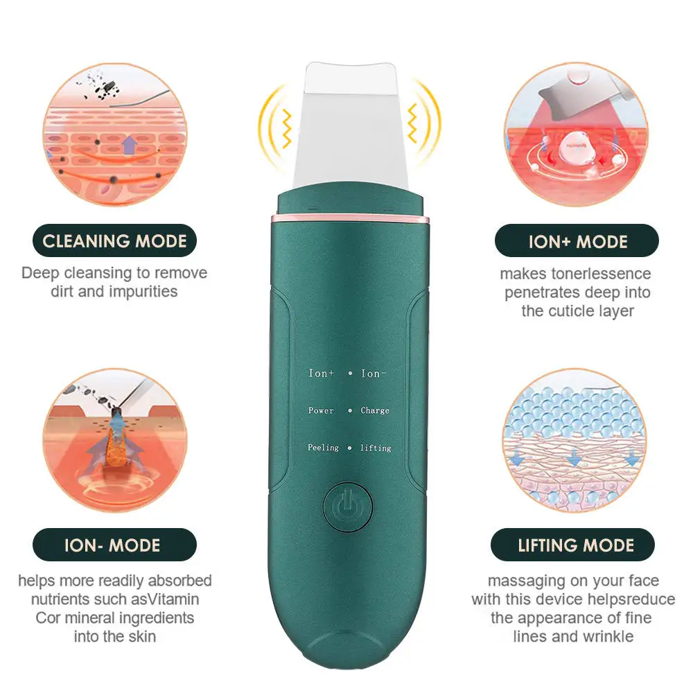 

Face Scraper Skin Scrubber Spatula Blackhead Remover Pore Cleaner Facial Care Tool with 4 Modes