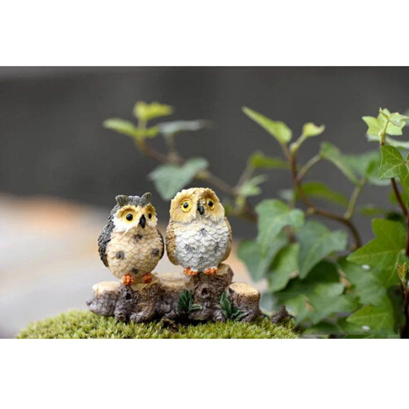 4Pc Leuke Uilen Beeldjes Hars Miniaturen Figurine Craft Bonsai Potten Thuis Fairy Tuin Ornament Decoratie Terrarium Decor - купить по