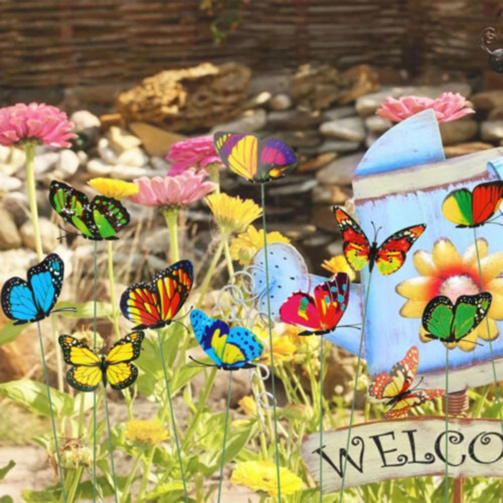 

Decoration Garden Butterflies Yard 100pcs 4cm Art DIY Fairy Garden Decorat Lawn Ornament Pot Outdoor PVC Brand New