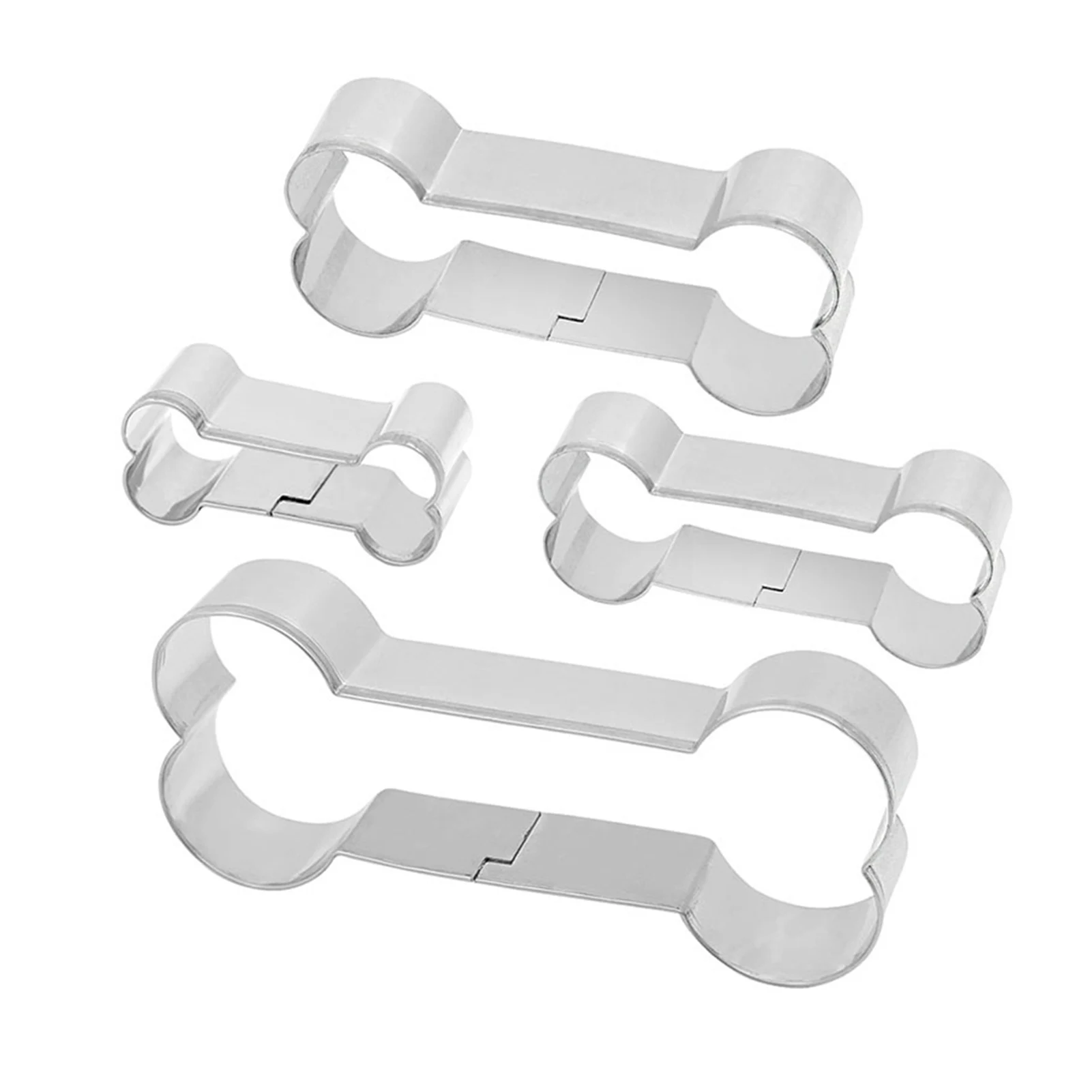 

4pcs Stainless Steel Fondant Biscuit Homemade Press Tool Durable Dog Bone Easy Clean Accessories Various Size Cookie Cutter