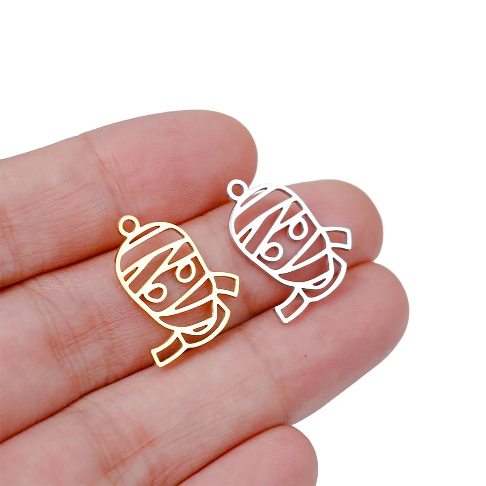 

WZNB 5Pcs Hollow Mummy Charms Man Stainless Steel Pendant for Jewelry Making Diy Earring Necklace Accessories Wholesale