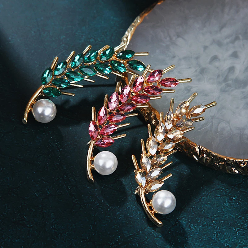 St.George Ribbon Emblem For 75 Years Of Victory In The Great Patriotic War Rhinestone Crystal Pearl Wheat Corsage Brooch Pin |