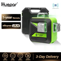 huepar 3x360 green beam 3d laser level with bluetooth connectivity cross lines three plane self leveling tools hard carry case