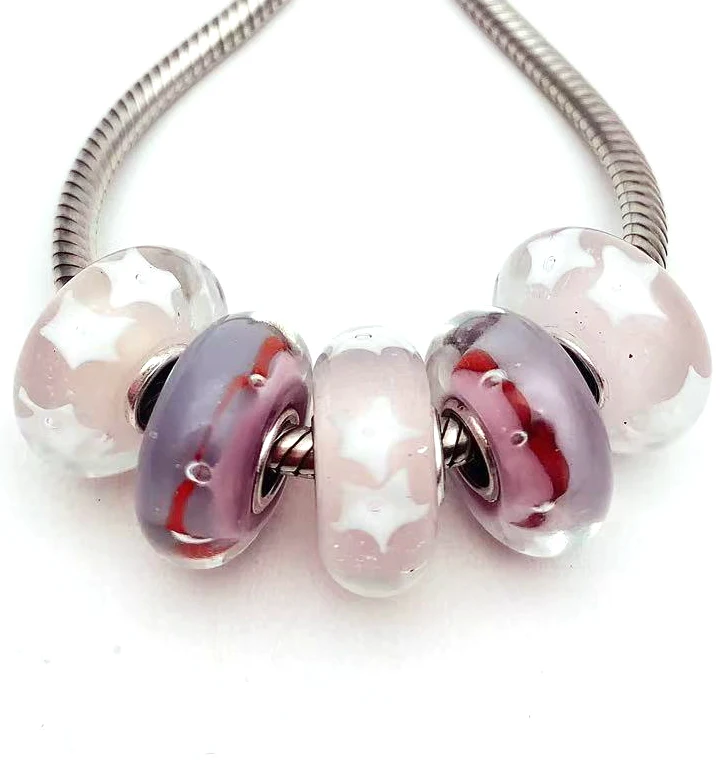 

Бусины из серебра 100% пробы с муранским стеклом