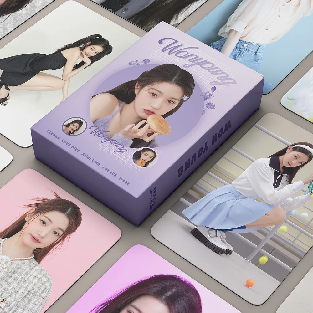

55PCS Kpop IVE Wonyoung Support Poster LOMO Cards Around The Photo Picture Korean Fashion Group High-Quality Postcard Fans Gift