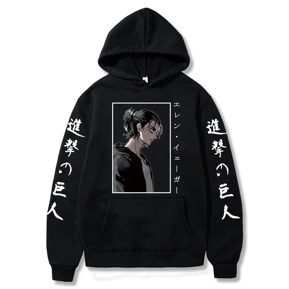

Anime Hoodie Attack on Titan Sweatshirt Long Sleeve Eren Yeager Pullovers Harajuku Boy girls Clothes TOPS