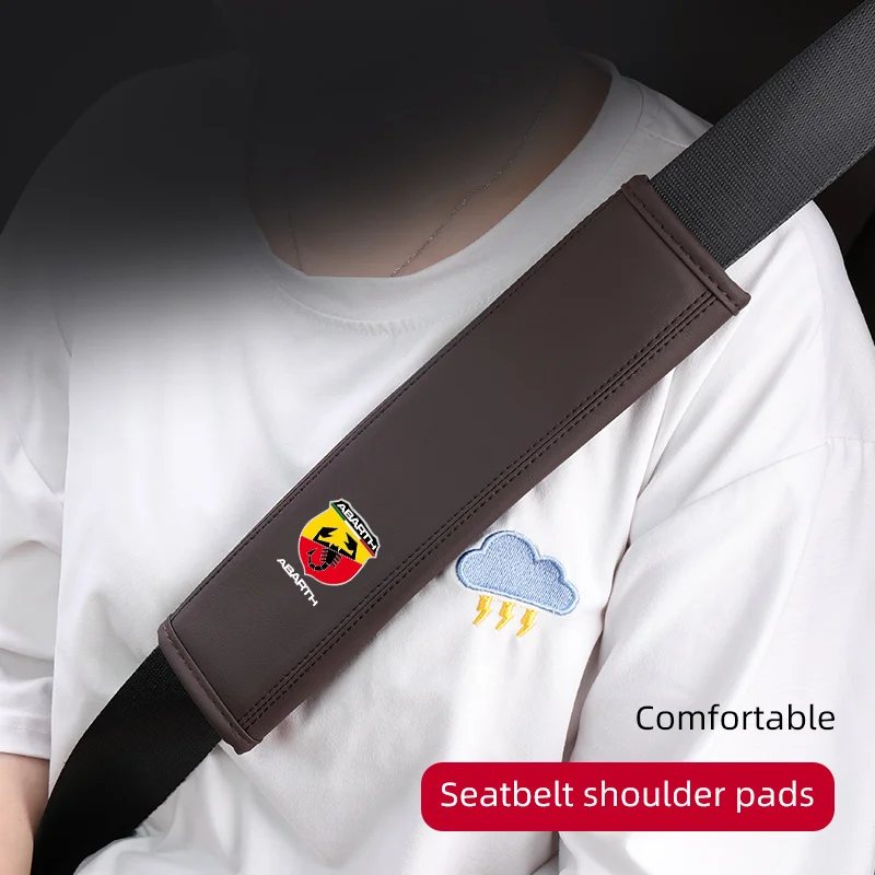 

Car Seat Belt Shoulder Neck Protect Pad Leather Seat Belt Cover For FIAT Abarth 500 Grande Punto Ducato Tipo Stilo UNO Astra Bra