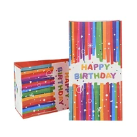 10pcs happy birthday printed kraft paper candy bag cookie gift packaging bags box child kids birthday party supplies 24x13cm